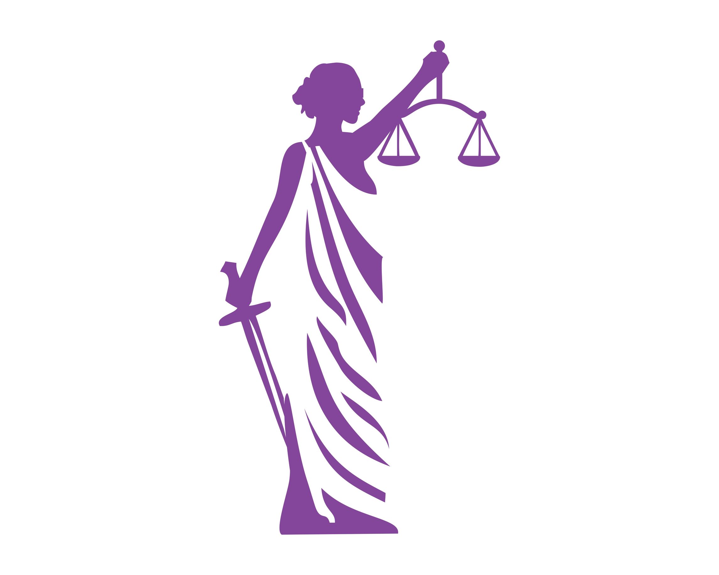 Icon of Lady Justice in purple