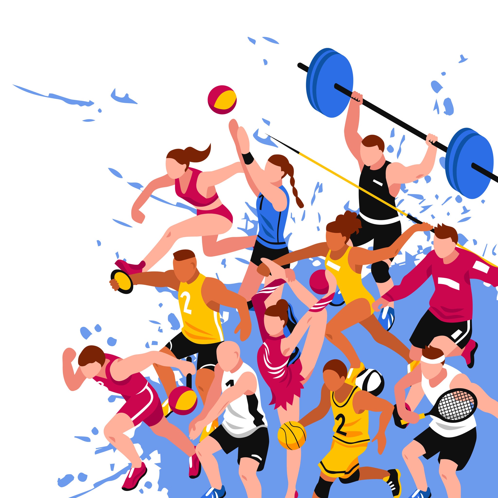 Illustrated image of people playing different sports