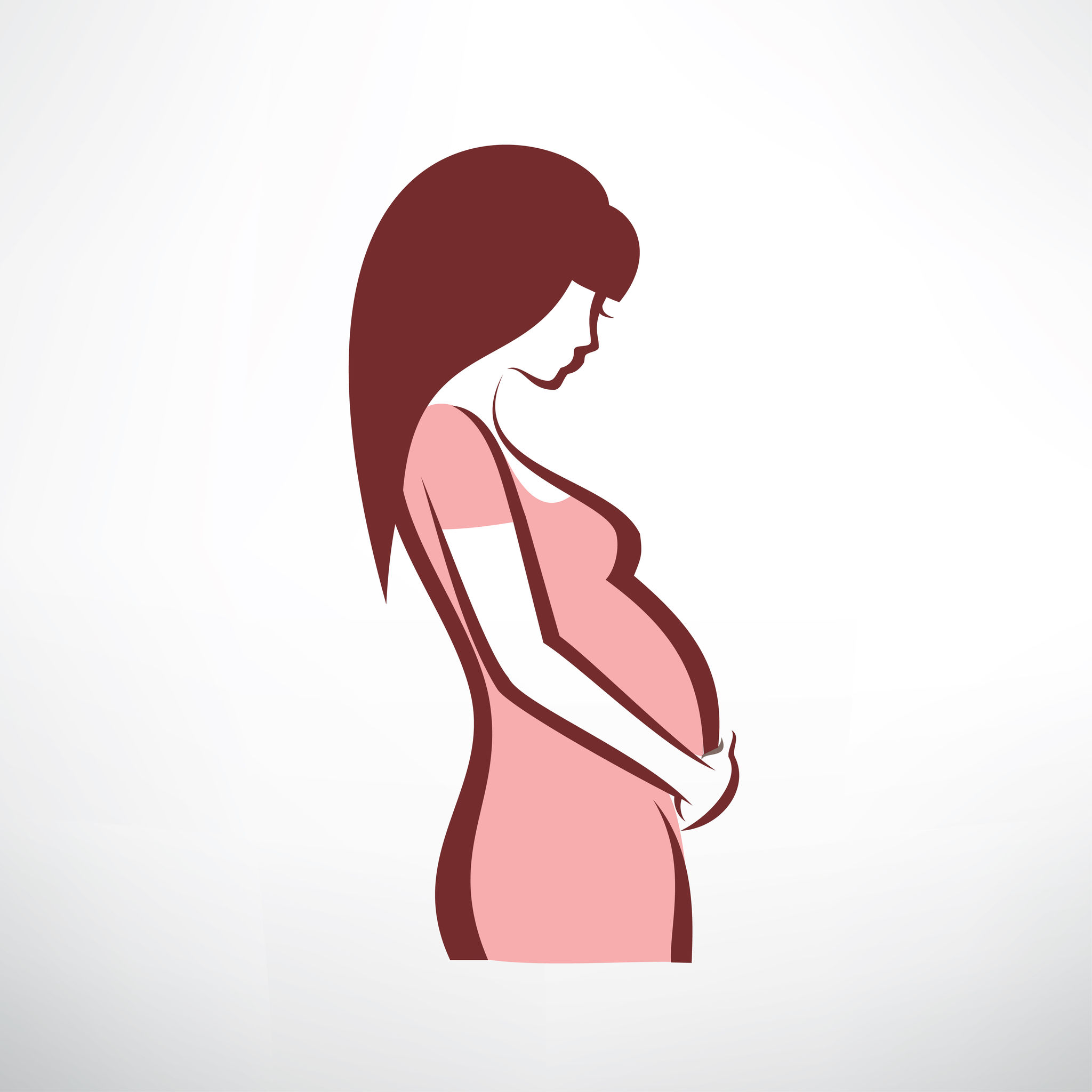 圖片中有一個懷孕婦女，身穿粉紅色裙