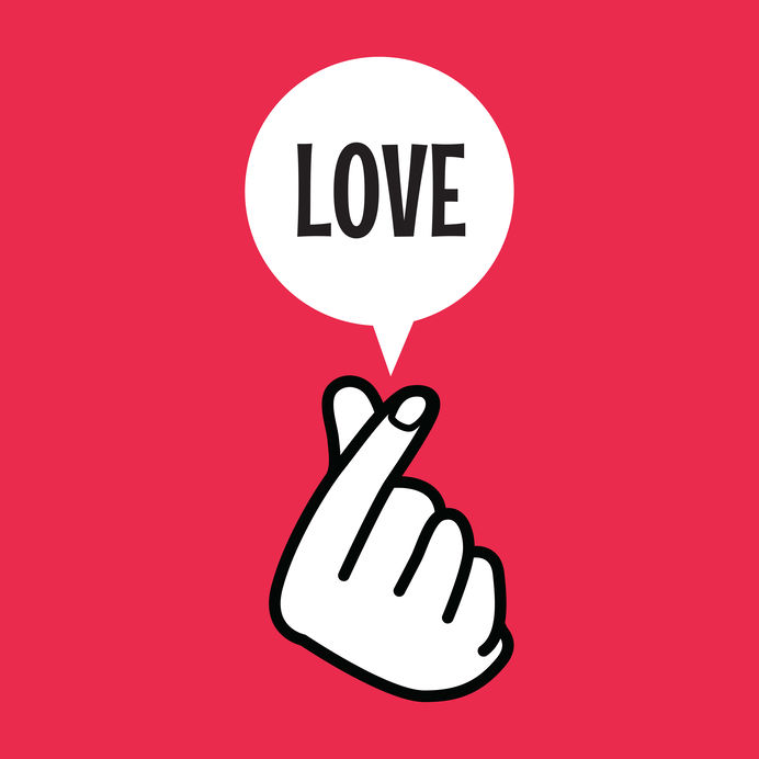 Image of the word “love” shown in sign language