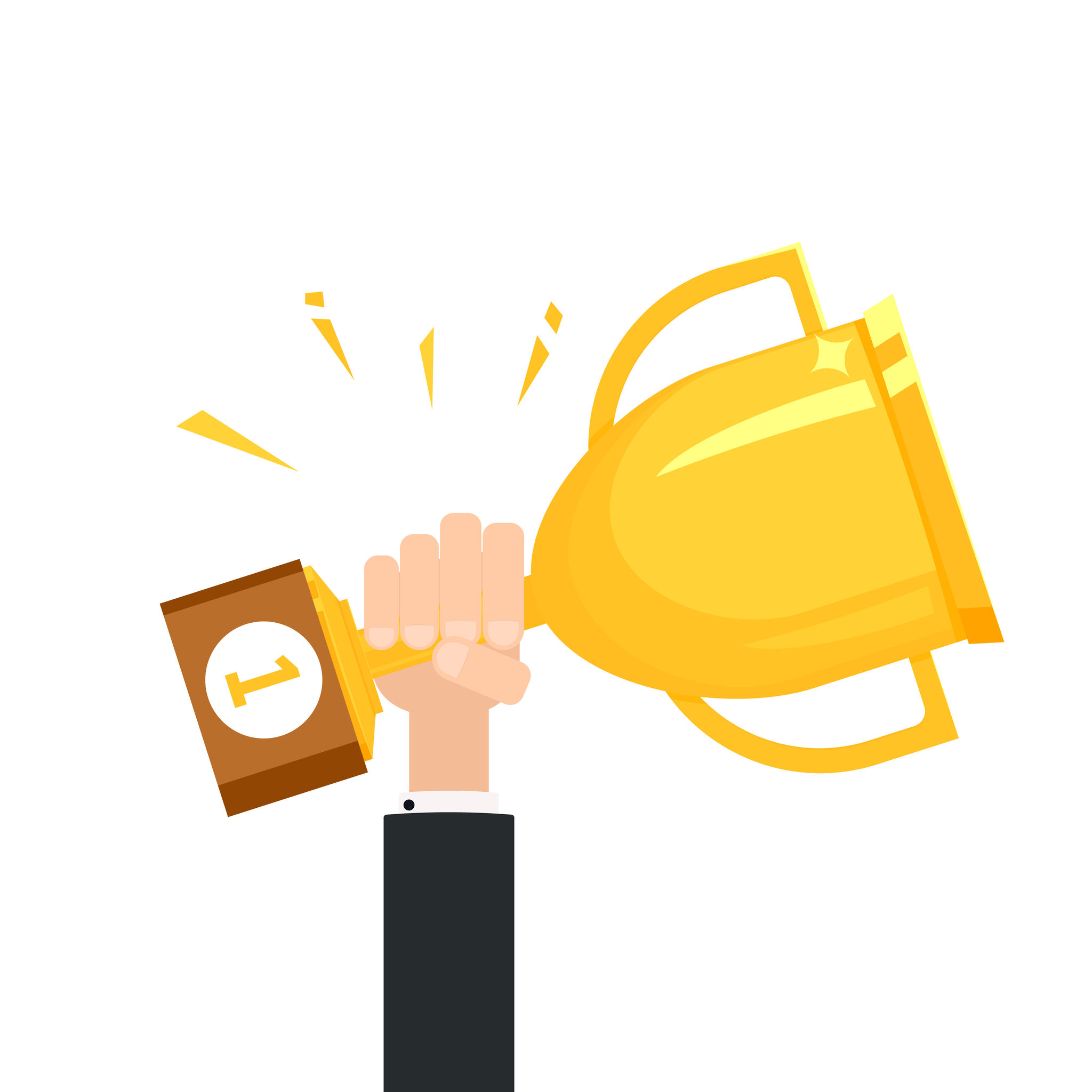 Image of a hand holding a trophy Image of a hand holding a trophy
